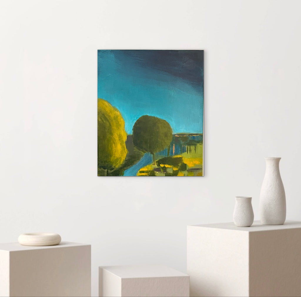 Blue Creek Impressionist Artwork by Jill Thomas. (Acrylic on Canvas)