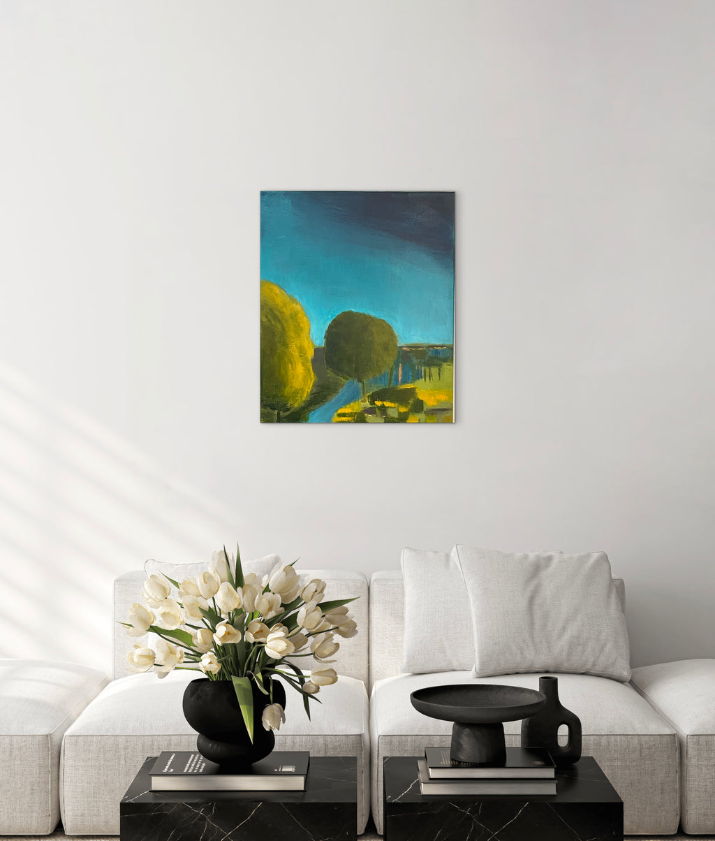 Blue Creek Impressionist Artwork by Jill Thomas. (Acrylic on Canvas)