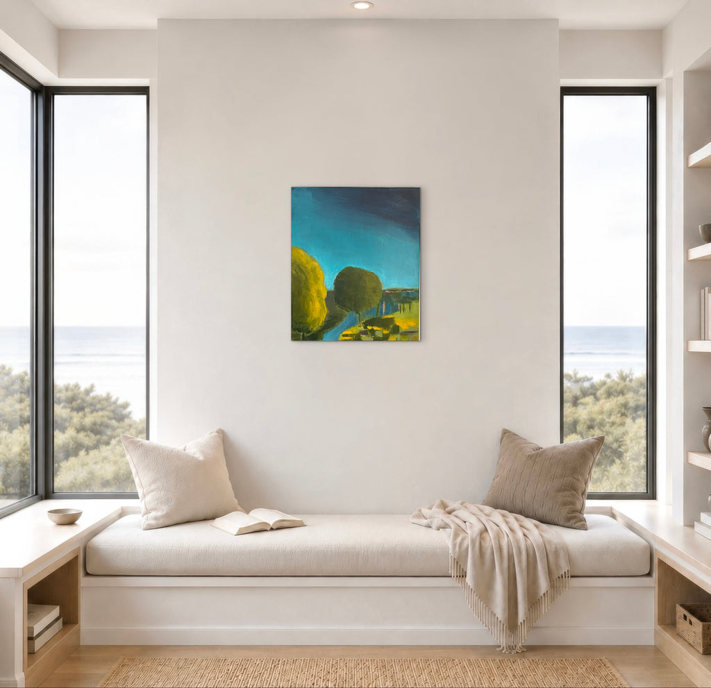 Blue Creek Impressionist Artwork by Jill Thomas. (Acrylic on Canvas)