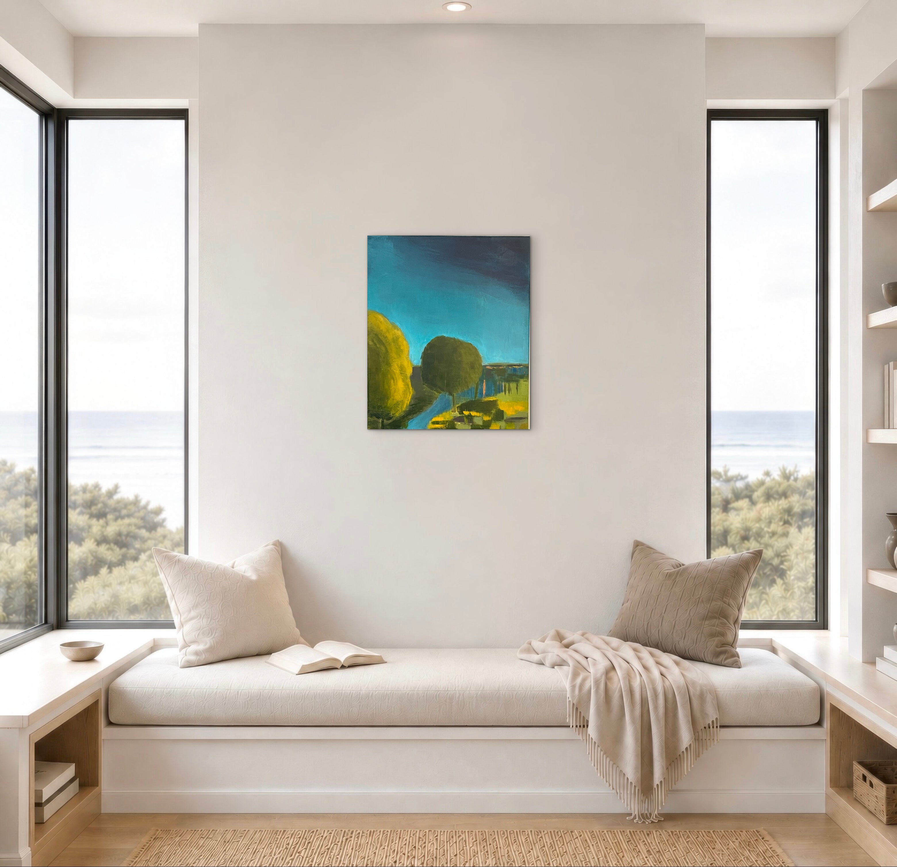 Blue Creek Impressionist Artwork by Jill Thomas. (Acrylic on Canvas)